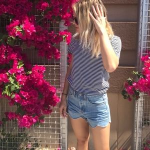 Scalloped Jean shorts